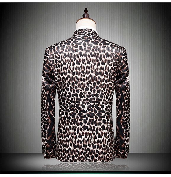 Nova marca de leopardo impressão noivo smoking pico lapela um botão terno casamento dos homens alta qualidade negócios baile jantar blazer jaqueta 2944