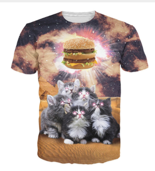 

worship the burger t-shirt adorable kittens cats vibrant sick galaxy t shirt casual summer style for women men u490, White;black
