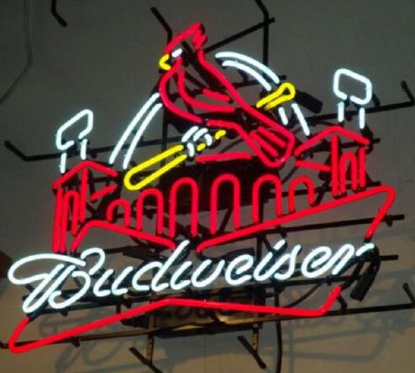 

Пользовательские новый St louis cardinals BUDWEISERR настоящее стекло неоновый знак свет пивной бар знак отправить нужно фото 19x15"