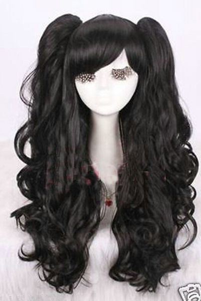 

fashion cos black long wigs curly women's hair wigs, Black;brown