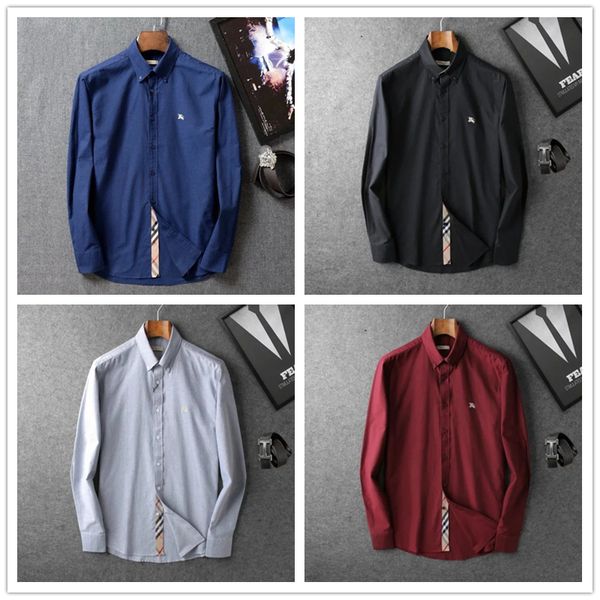 

2020 new autumn and winter men's long-sleeved cotton shirt pure men's casual polo shirt fashion oxford shirt social brand clothing, White;black