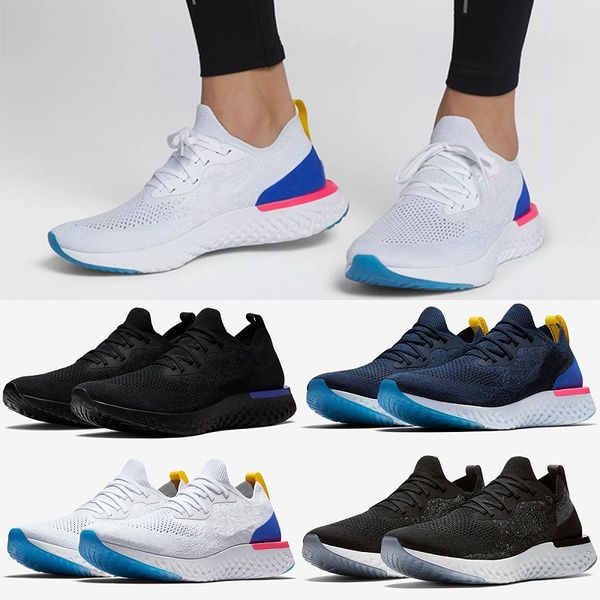 

С коробкой 2018 Epic React кроссовки для мужчин женщин тройной черный белый Oreo синий дышащий высокое качество спортивные кроссовки нас 5.5-11