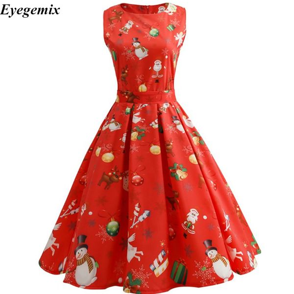 

vintage autumn winter dresses christmas party dress women retro hepburn style 2018 o-neck sleeveless swing party dresses female, White;black
