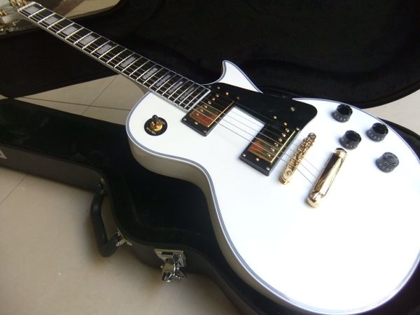 

wholesale hardcase lp custom electric guitar ebony fingerboard in white 101008
