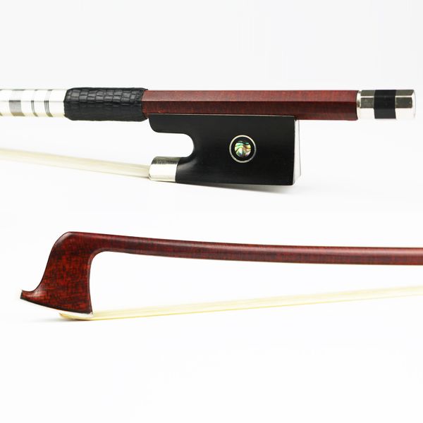 

бесплатная доставка 4/4 размер жесткий углеродного волокна скрипка лук pernambuco кожи изысканный конский волос черное дерево лягушка скрипк