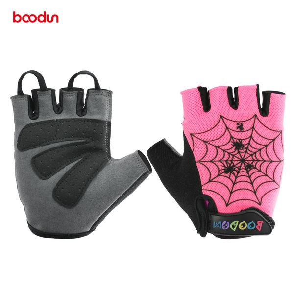 

brand kids cycling cartoon gloves half finger shockproof sports outdoor mtb road bike bicycle gloves for children kids boys spaidman groves, Black