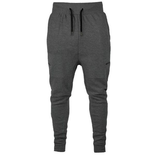 

2018 muqgew sweatpants men casual solid pants men's casual autumn cotton patchwork zipper sports run gym jogger pants trousers, Black