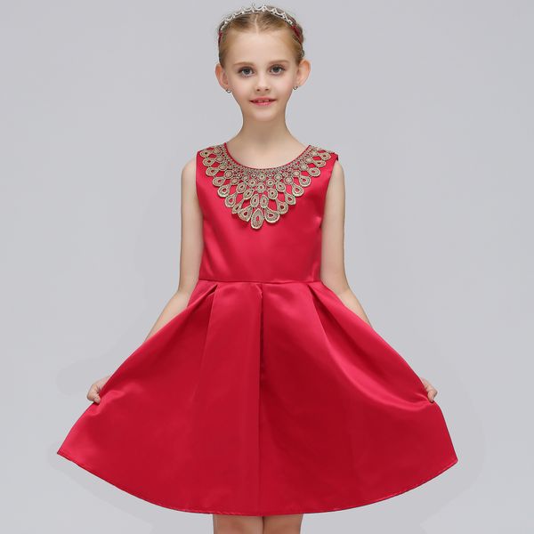 

girls dress princess phnom penh dress in children's dress skirt, Red;yellow