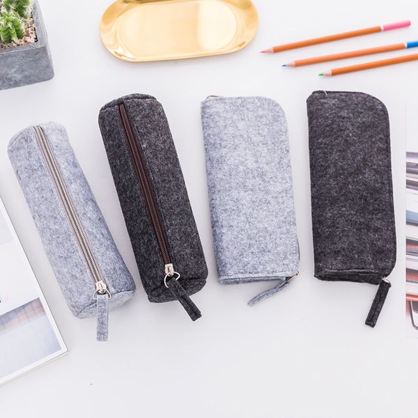 

felt pencil bag fabric pencil case box school office supplies stationery pouch purse storage cute makeup bags box