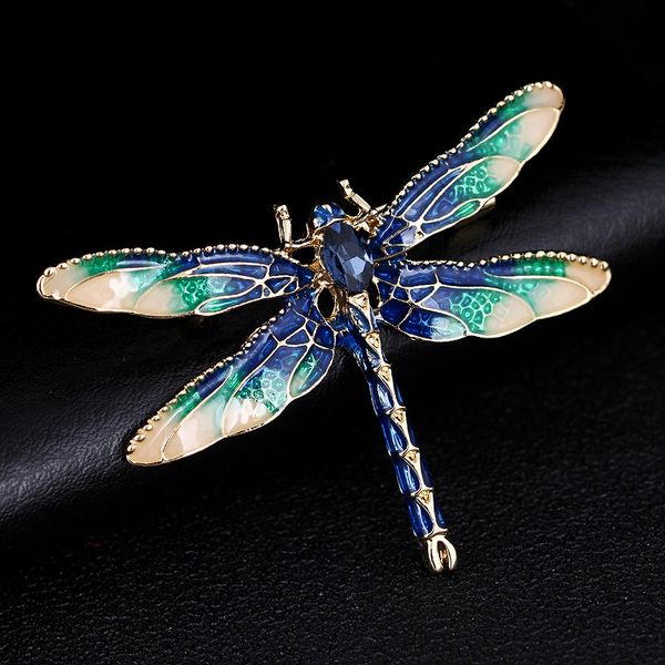 

xiha dragonfly brooches for women green enamel insect crystal dragonfly brooch men suit dress pin and brooches dropshipping x080, Gray