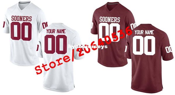 

custom oklahoma sooners college jersey mens women youth kids personalized any number of any name stitched white red football jerseys, Black;red