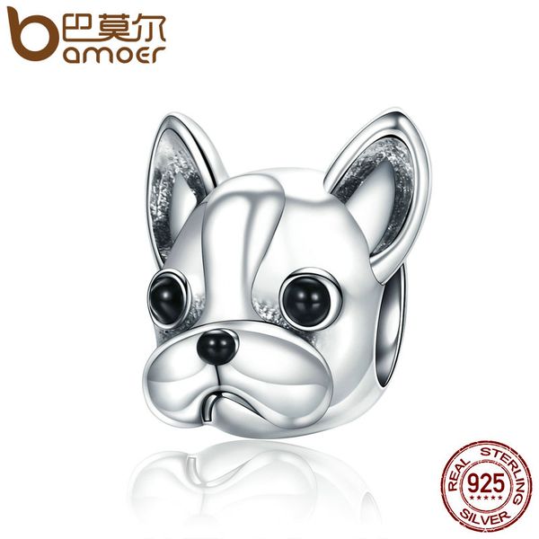 

bamoer 925 sterling silver loyal partners french doggy animal beads fit women charm bracelets dog jewelry scc315