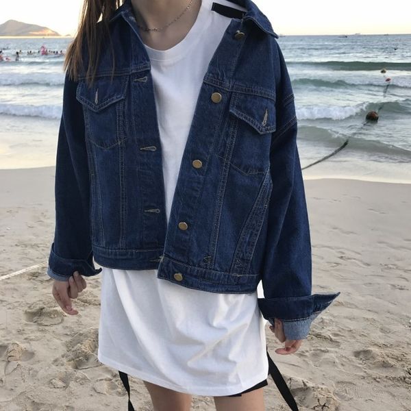 

wholesale 2018 new summer selling women's fashion casual denim jacket l115, Black;brown