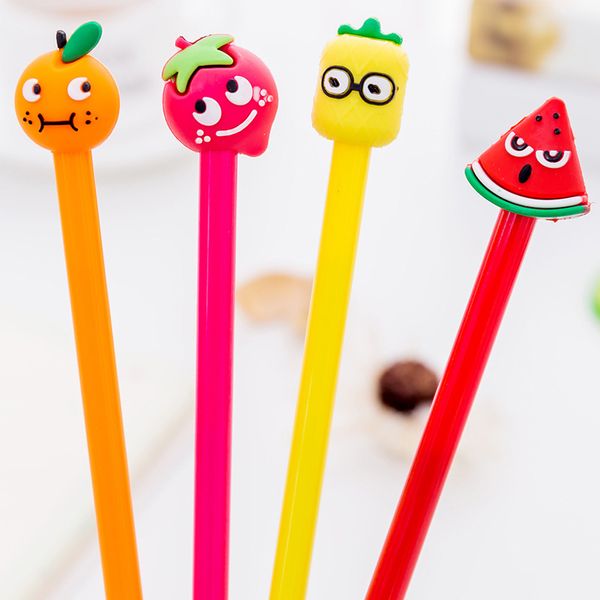 

36 pcs/lot cute fruit gel pen creative 0.5mm black ink signature pen korean stationery school supplies promotional