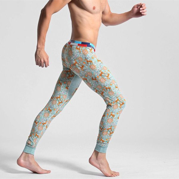 

winter men long johns thicken mens long pants bottoms pajama low waist tight legging pouch warm johns size  l xl xxl, Black;brown