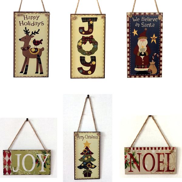 Merry Christmas Letters Wooden Pendant Door Decorations Hanging