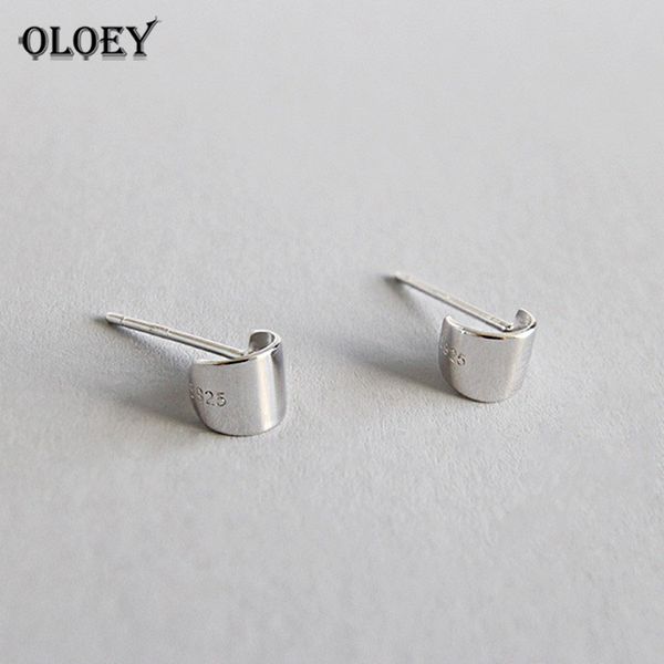 

oloey genuine 925 sterling silver stud earrings for girls ladies geometric mini curve small earring anti-allergy jewelry yme167, Golden;silver