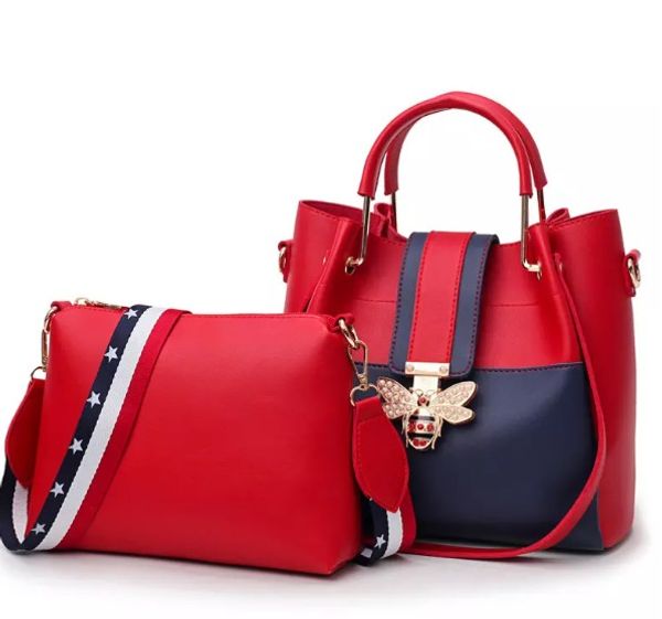 

Женщины сумки женские сумки высокого класса кожа PU мода простой элегантный тонкий Пчелиный металл большой емкости 2-х частей набор люксовый бренд