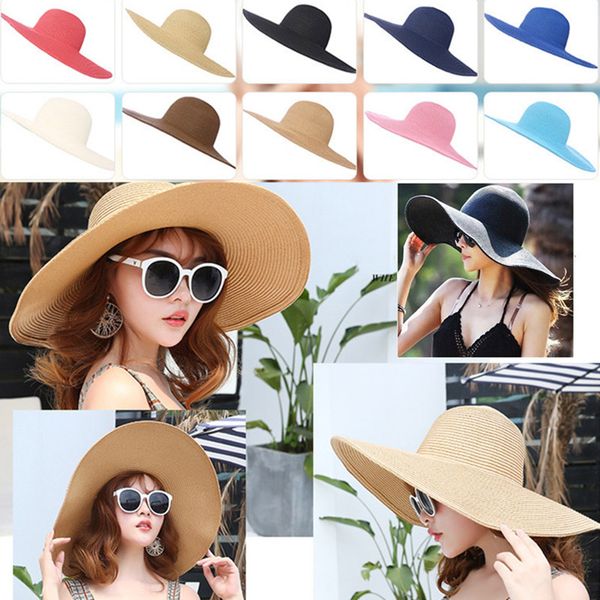 

fashion cap for women straw beach hat folderable colorful large floppy for women ing, Blue;gray