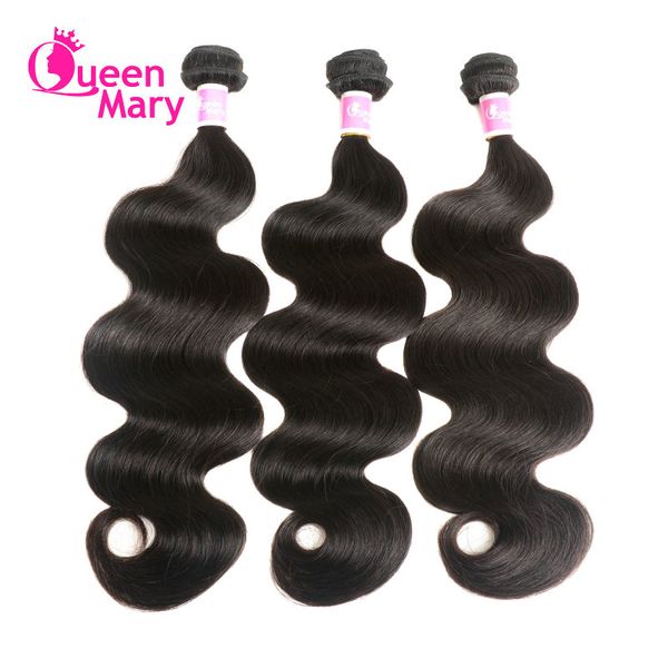 

peruvian body wave 100% human hair bundles queen mary non-remy hair weaving natural color one piece 10"-26" shipping free, Black;brown