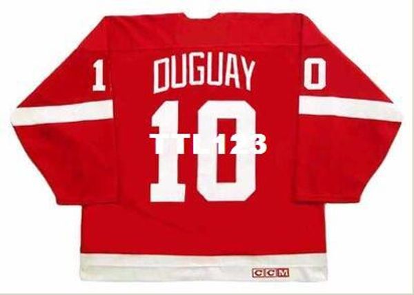 

мужчины #10 рон duguay детройт red wings 1984 ccm старинные хоккей джерси или пользовательские любое имя или номер ретро джерси, Black;red