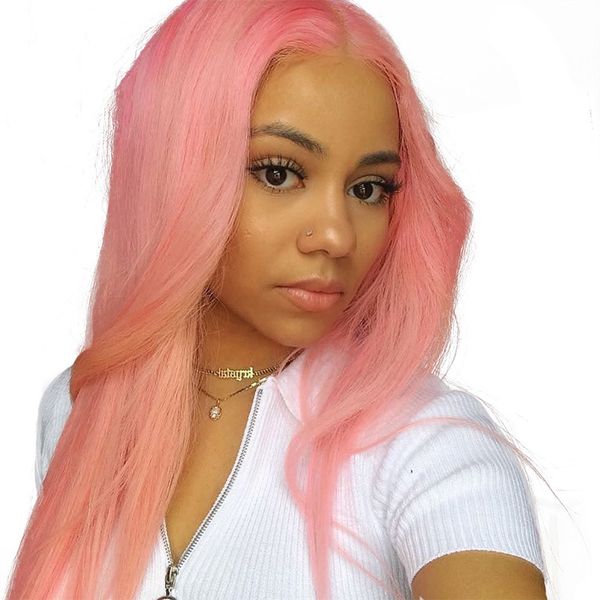 

Straight 150 den ity pink full lace human hair wig for black women peruvian virgin human hair lace front wig