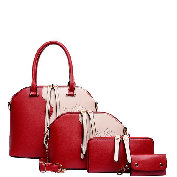 

Pink sugao set women bags shoulder lattice 4pcs/set fashion designer handbag tote bag crossbody bag women messenger purses with wallet