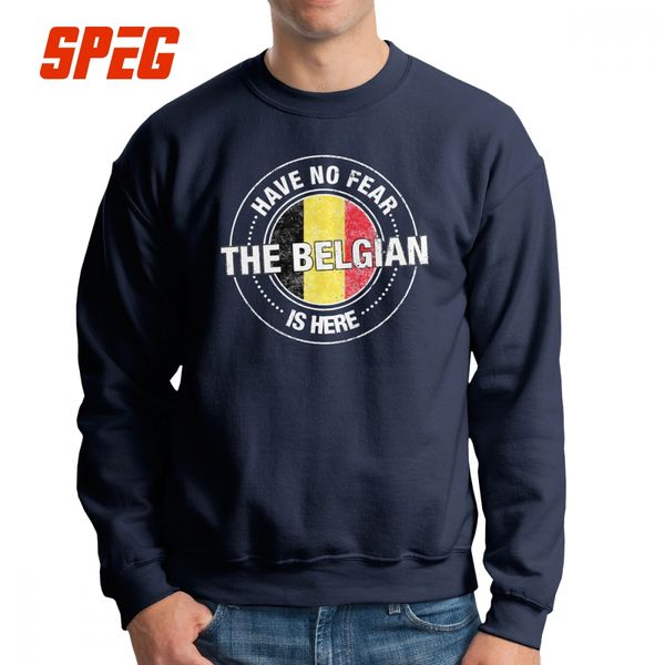 

men's have no fear the belgian is here sweatshirt belgium funny pullover cotton hoodies geek for men, Black
