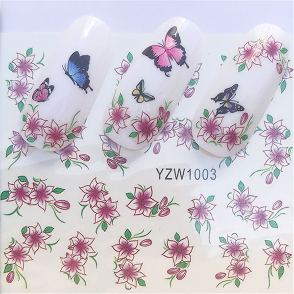 

water nail art transfer nail stickers water decals beauty flowers design manicure stickers for nails decorations tools, Black