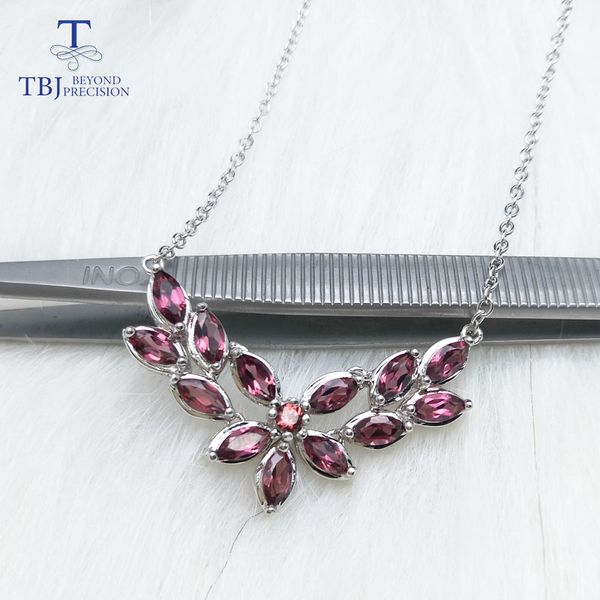 

tbj ,100% natural garnet gemstone necklace in 925 sterling silver,fine jewelry for girls & women with gift box,special design