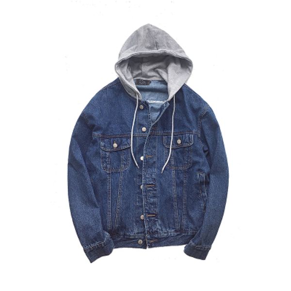 

loldeal mens hooded denim jacket with distressed denim jacket single-breasted blue, Black;brown