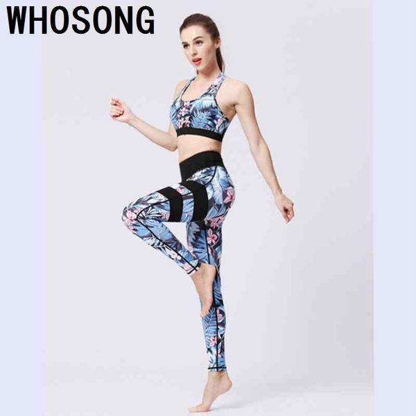 

new floral printed sport suit women fitness suit gym clothing tracksuit for women running yoga set sports bra + leggings, White;red