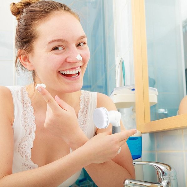 4 Em 1 elétrica Facial pele Cleaner Rosto escova rotativa Massager Máquina de Lavar Roupa Pore Cleaner Massagem Cuidados com a pele