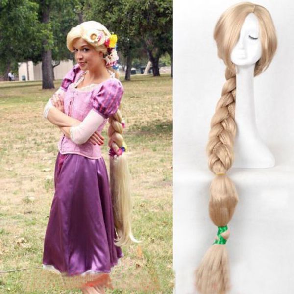 Princess Tangled Rapunzel Long Braid Blonde Cosplay Wig Wigs