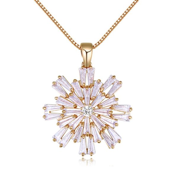 

pendant necklaces jewelry new fashion women 18k gold plated necklaces jewelry luxury zircon snowflake pendant, Silver