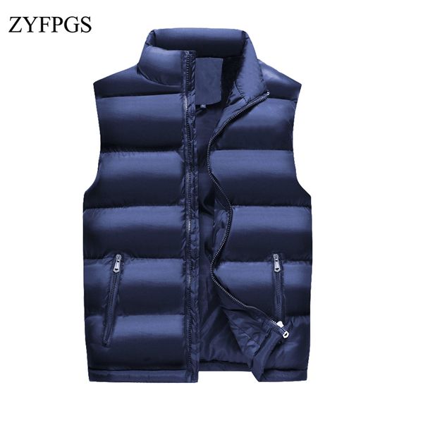 

zyfpgs 2018 winter mens vests outerwear sleeveless zipper vest men cotton casual vest slim jacket men warm leisure jacket 115, Black;white