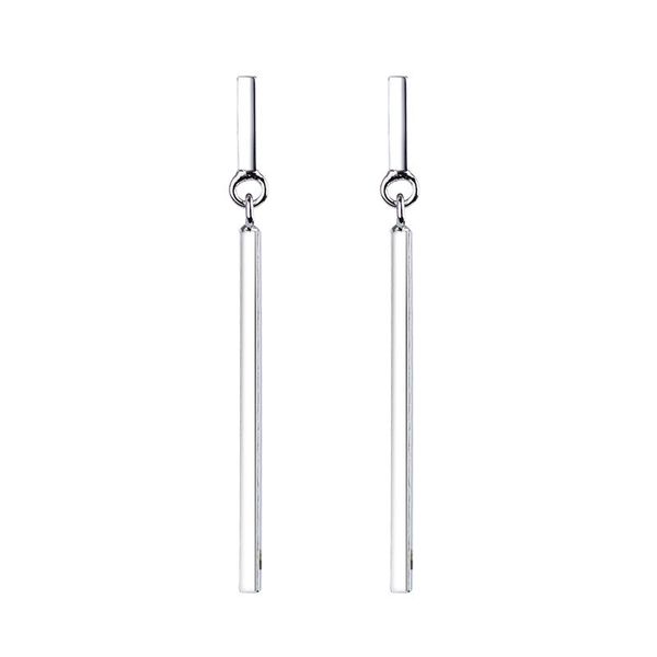 

new simple design white gold plated long bar dangle earrings for women geometric drop earring party gifts mn, Silver