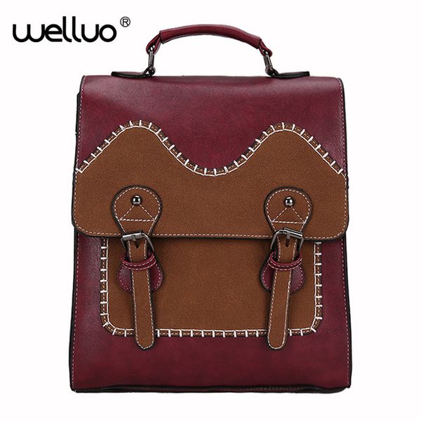 

vintage backpack female leather women's backpack high quality school bag girl leisure shoulder bags for women new xa537wb