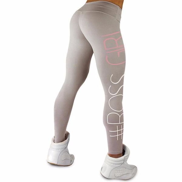 

women high waist letter print leggings fitness pants trouser ropa deporte mujer f3, Black