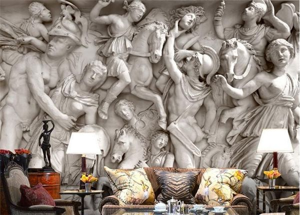 

Пользовательские фото обои 3D Европейский Роман статуи искусства обои ресторан ретро диван фон 3D обои фреска настенной живописи