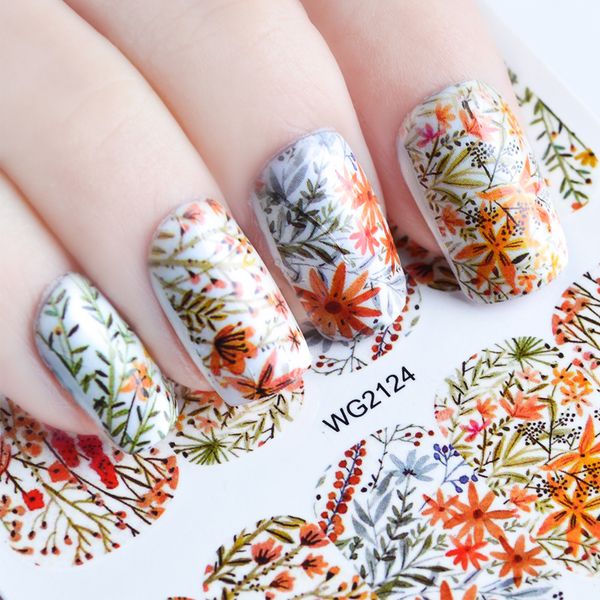 

1 sheet colorful nail art water transfer decals flower taoos tips stickers nail art diy decoration watermark slider sawg, Black