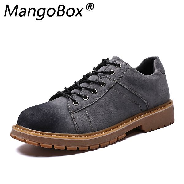 

new 2018 men leather boots fashion spring autumn brand ankle boots lace up men work shoes footwear casual sneaker drop shipping, Black