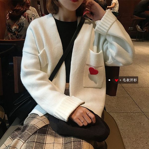 

hzirip 2018 autumn winter fashion knitted thin sweater women sweet solid loose simple full sleeve sweaters femme cardigans, White;black