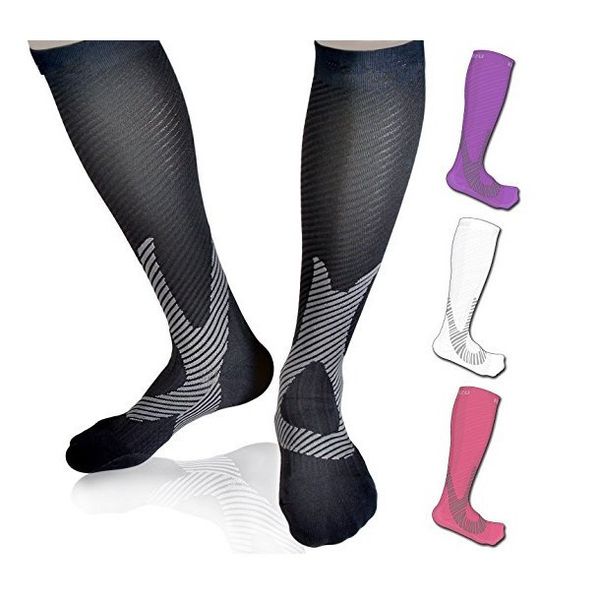 

selling pressure stockings legs compression men women multi color breathable soft wear-resistant stocking 5pair/lot, Black