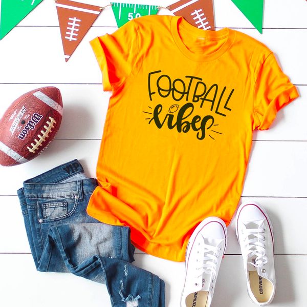 

f*otball vibes women shirt orange football women fashion graphic funny team t-shirt slogan street style aesthetic tees, White