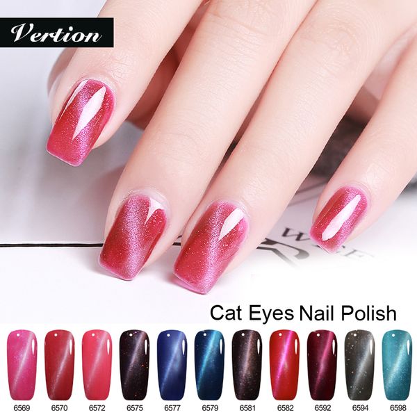 

verntion nail polish 2018 magnet cat eye uv gel nail polish long lasting gel varnish uv nails colors glitter, Red;pink