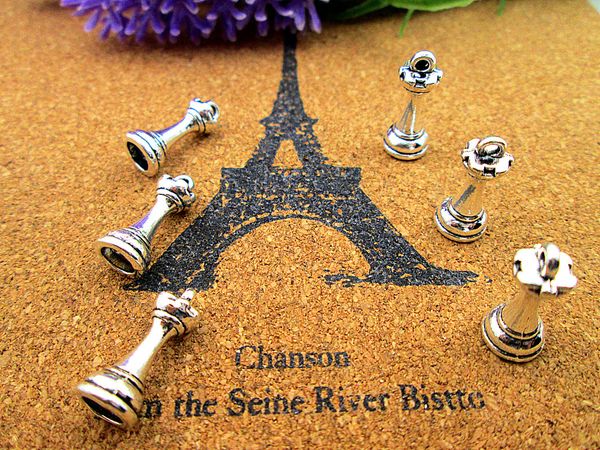 

54pcs/lot 18*8mm antique silver plated chess rook charms pendant, Bronze;silver