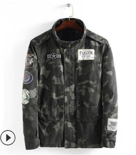 

spring and autumn 2018 new european and american street camouflage men's jacket slim upright collar jacket for men d222, Black;brown