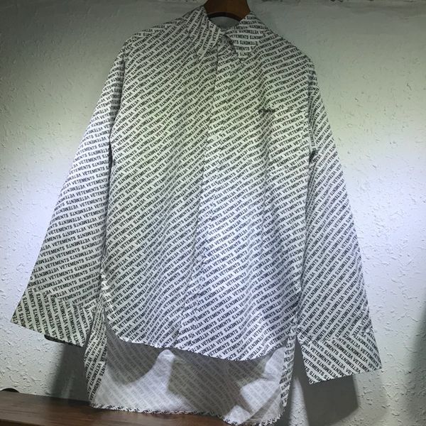 

Winter Europe high street Vetements Fashion white Oversize Irregular shirt Casual Allover Print Women Men Streetwear