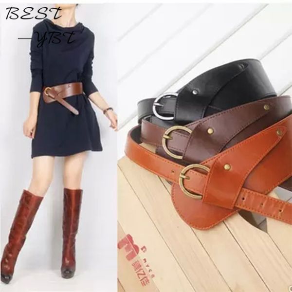 

2016 fashion belts for women pu leather vintage waist oblique buckle wide strap cross body women cummerbund belt obi female wide, Black;brown